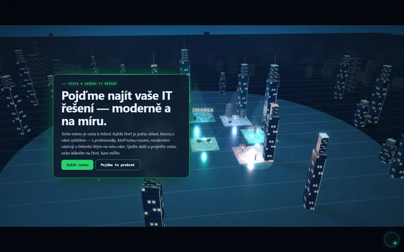 Náhled webu Helix — 3D město